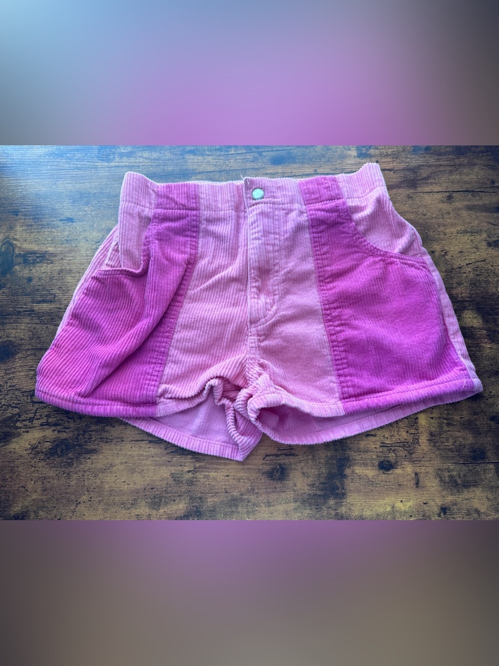 BDG by Urban Outfitters colorblock corduroy shorts in pink-25